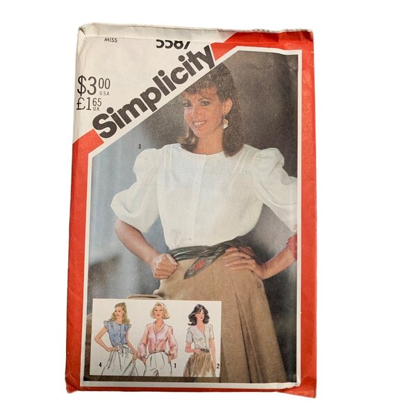 Vintage Simplicity 5587 Misses Blouse Pattern Sizes 12-14 Puff Sleeves - uncut - Picture 1 of 2